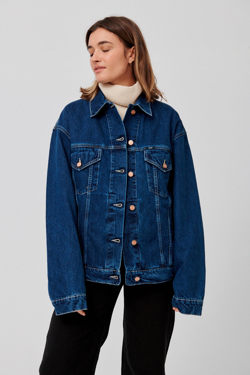 Cropped Oversized Denim Jacket – Flow Fashion